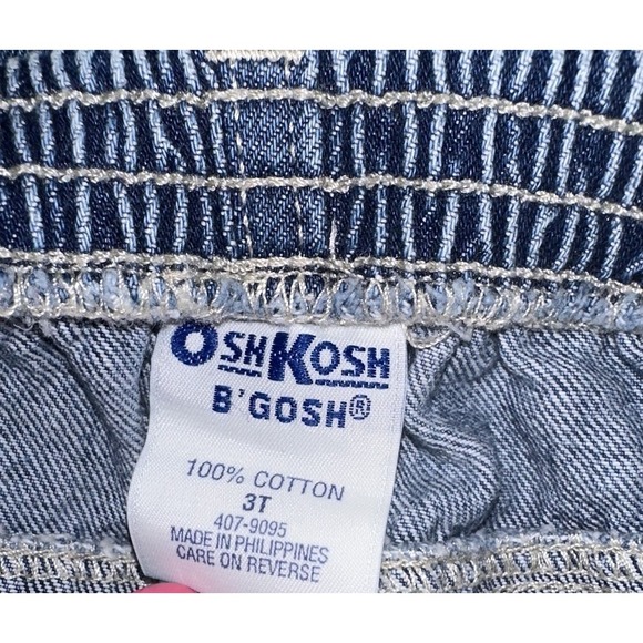 Vintage Oshkosh B'Gosh Tide Flared Jeans Floral Embroidered 100% Cotton Girls 3T - Picture 4 of 6